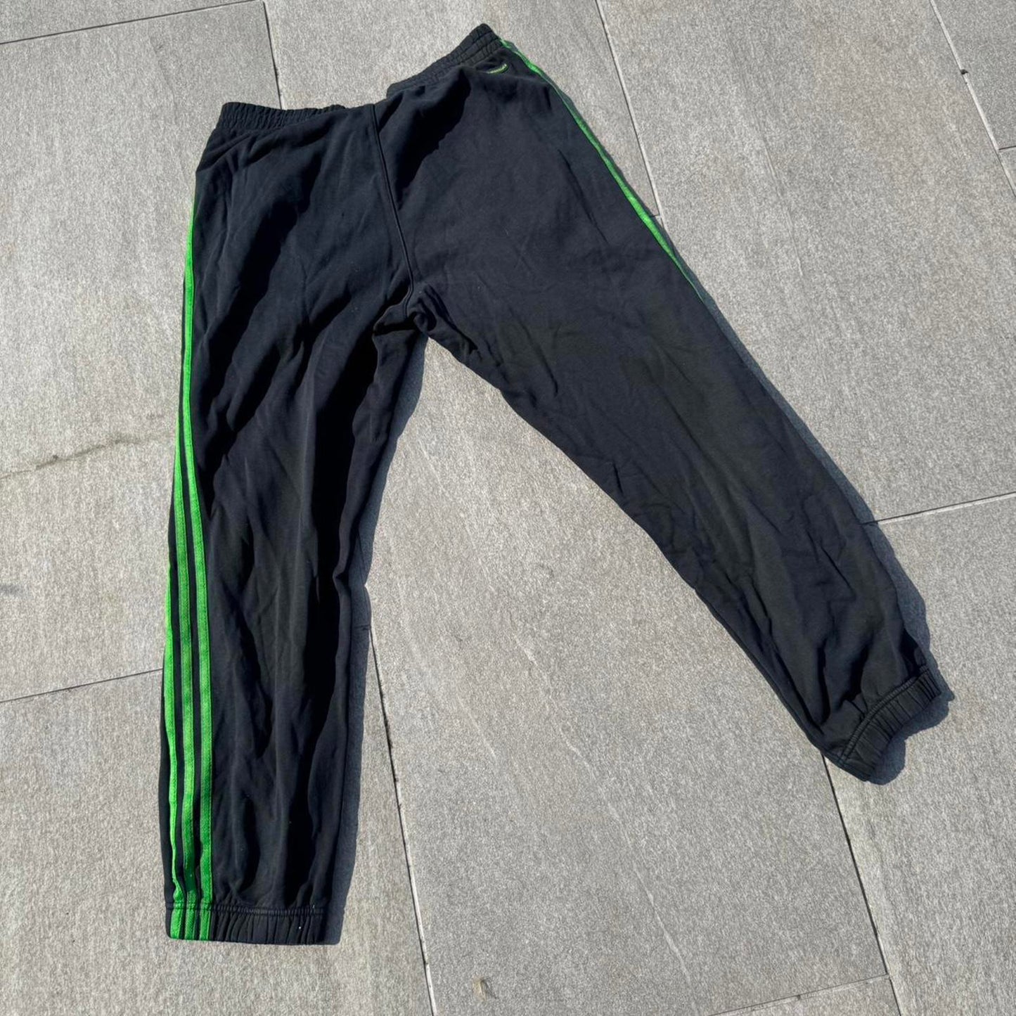 Adidas Track Pants – Black with Green 3-Stripes