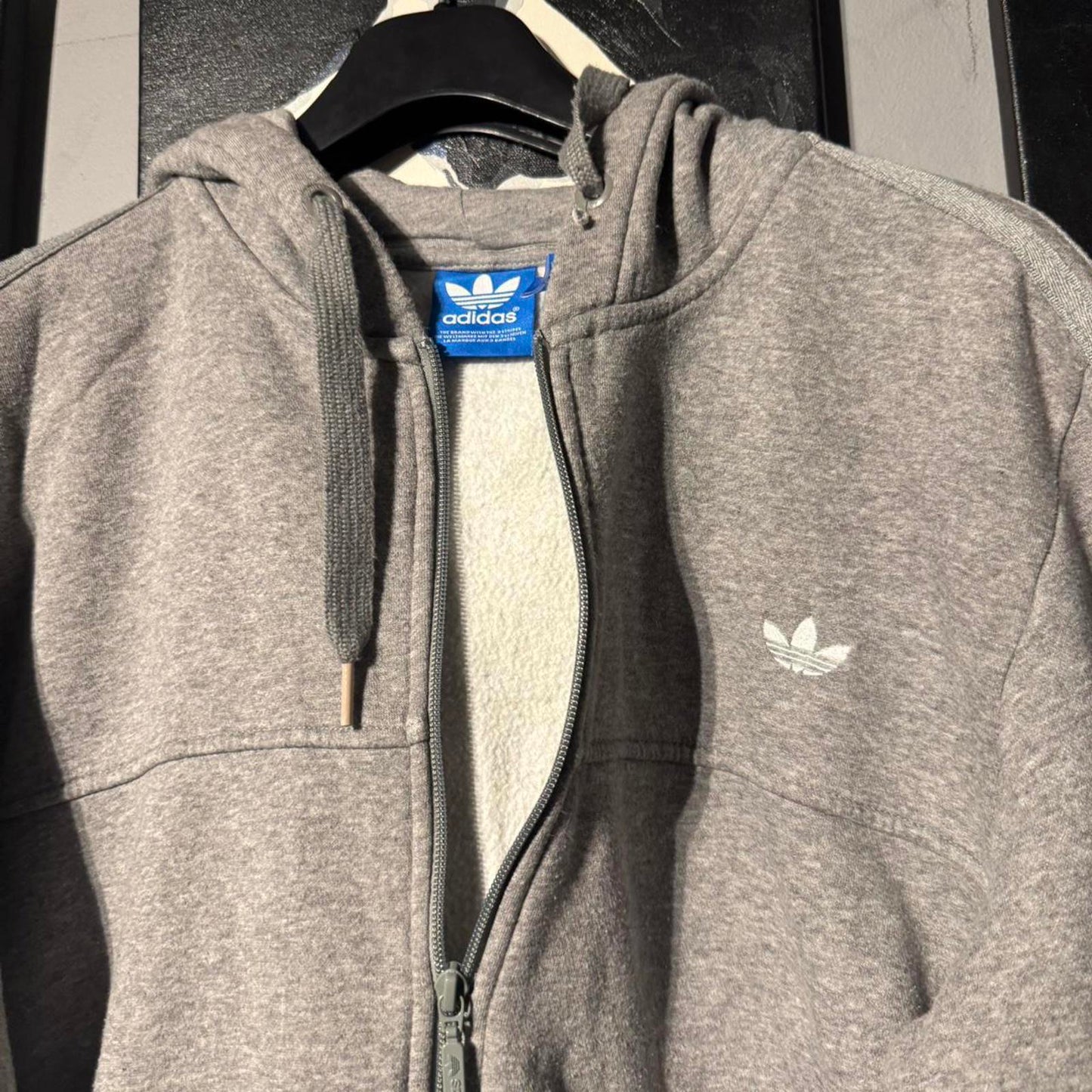 Adidas Originals Fleece-Lined Zip Hoodie – Grey Marl