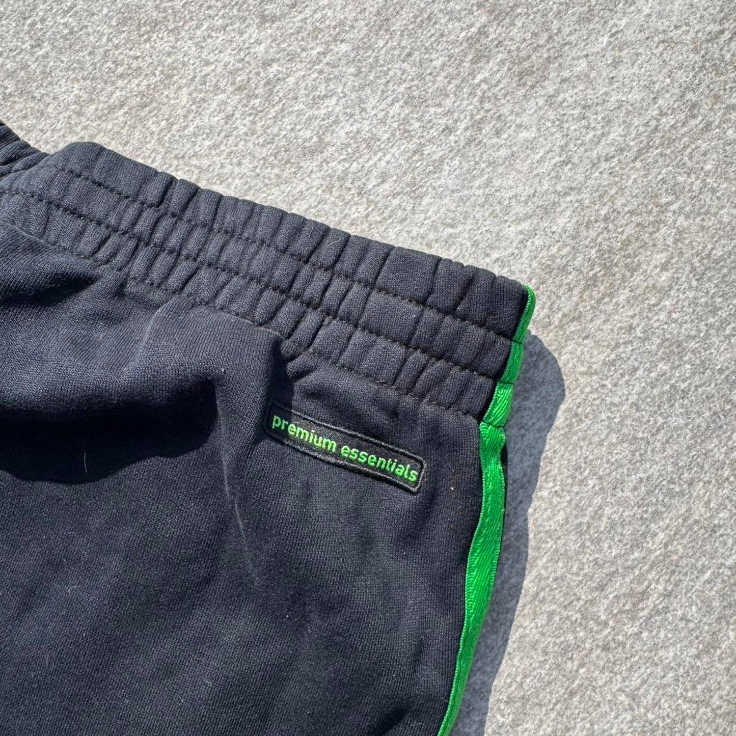 Adidas Track Pants – Black with Green 3-Stripes