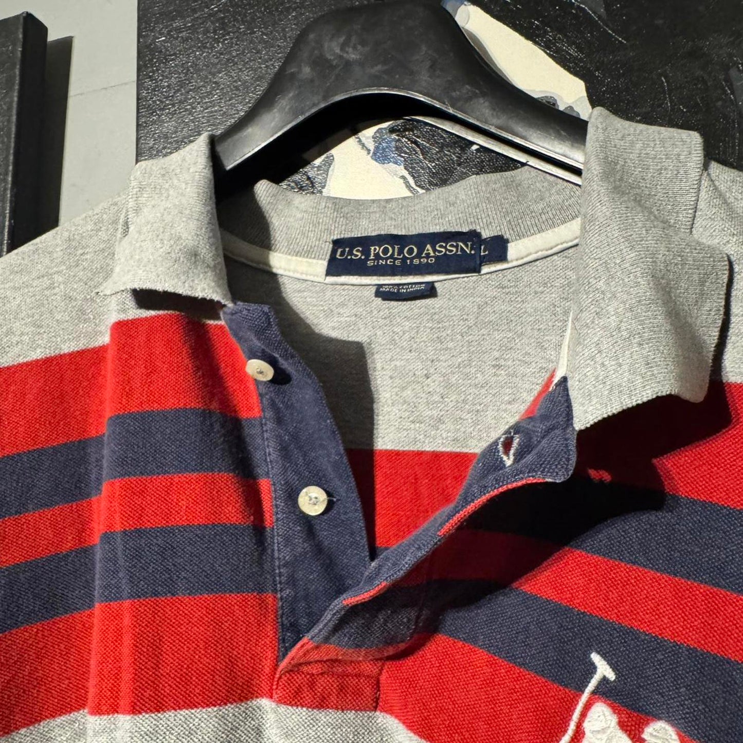 Vintage U.S. Polo Assn. Striped Polo Shirt (L)