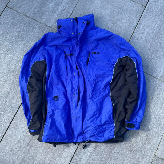 Fila 90s Style Blue & Black jacket ( plus detachable fleece)