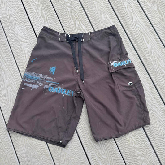Oakley Technical Board Shorts – Brown/Blue Graphic – W32