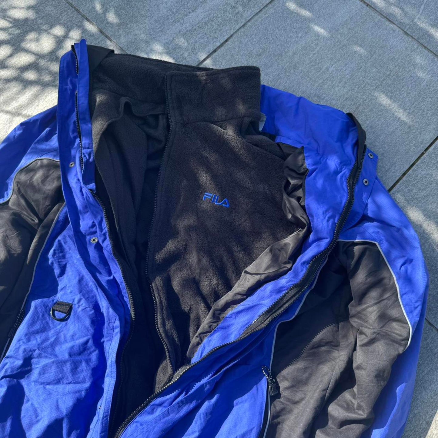 Fila 90s Style Blue & Black jacket ( plus detachable fleece)
