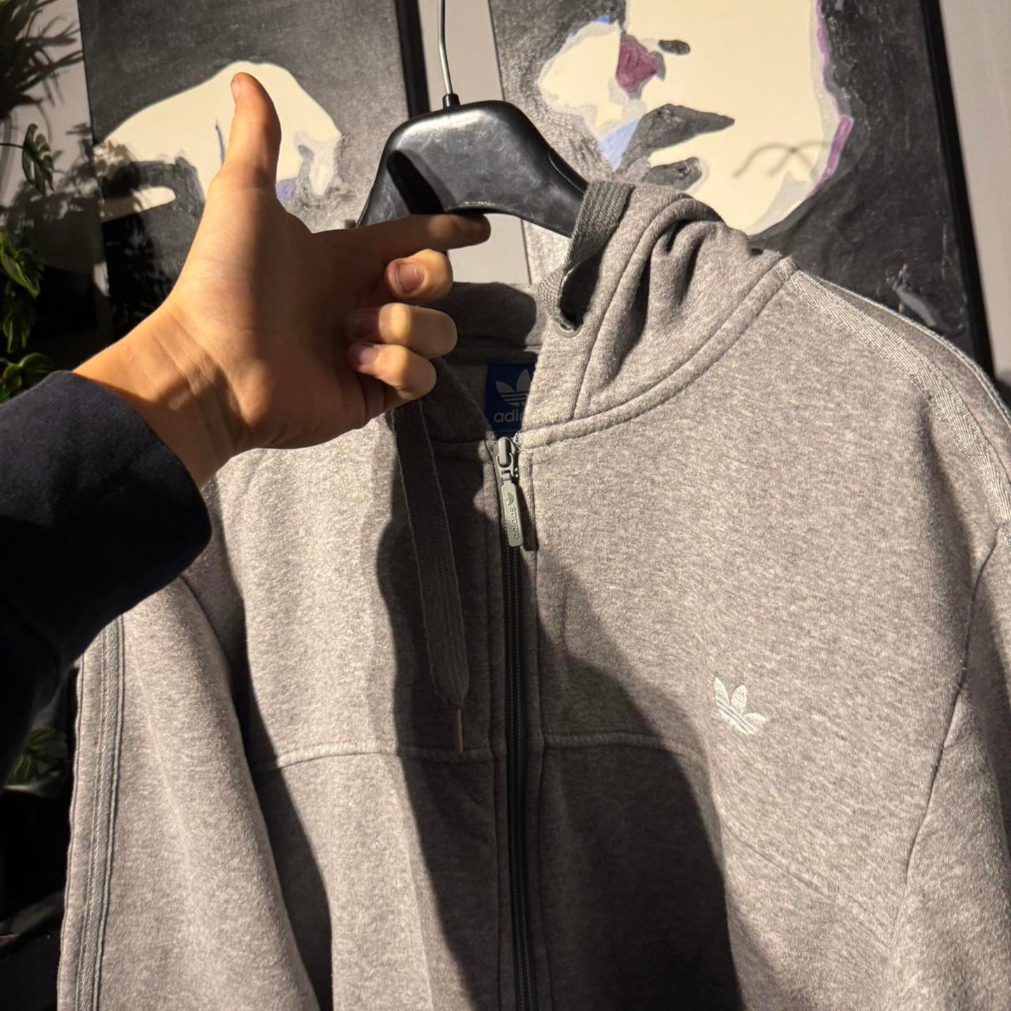 Adidas Originals Fleece-Lined Zip Hoodie – Grey Marl